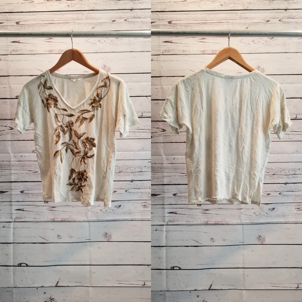 Gold Embroidered Lucky Brand Top